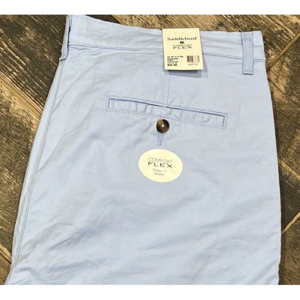 New $44 Saddlebred Comfort Flex Shorts Mens Flat‎ Front Chino Jazz Blue Size 40